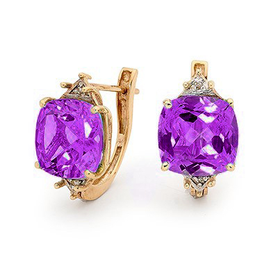Large Amethyst Coloured CZ and Diamond Studs