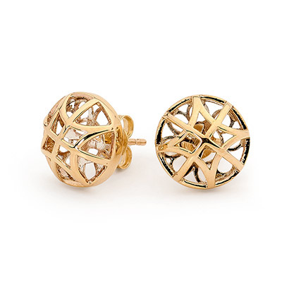 Gold Basket Weave Ear Studs