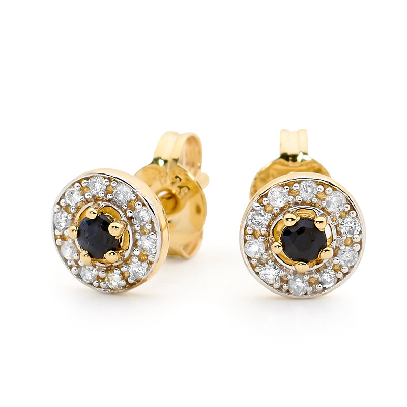 Sapphire Earrings with Diamond Halo