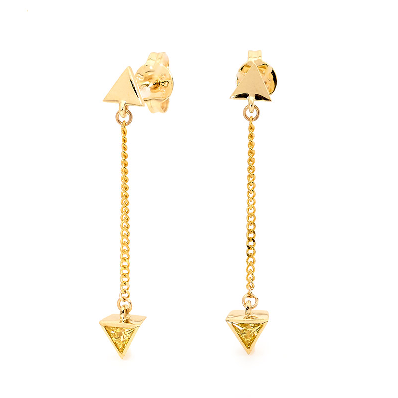 Sexy Drop Earrings with Yellow CZ - Micro Gems