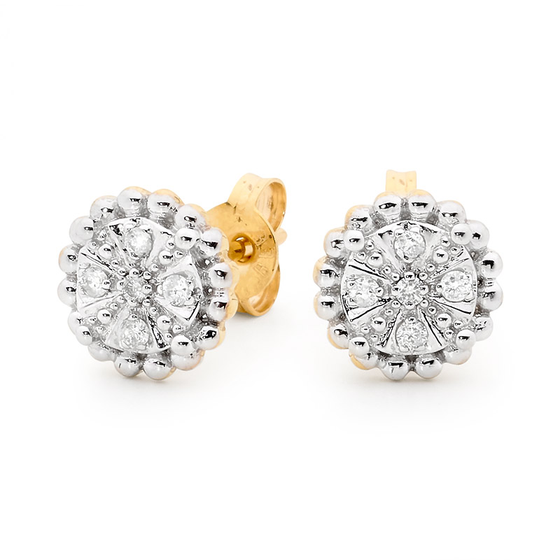 Diamond Encrusted Flower Earrings