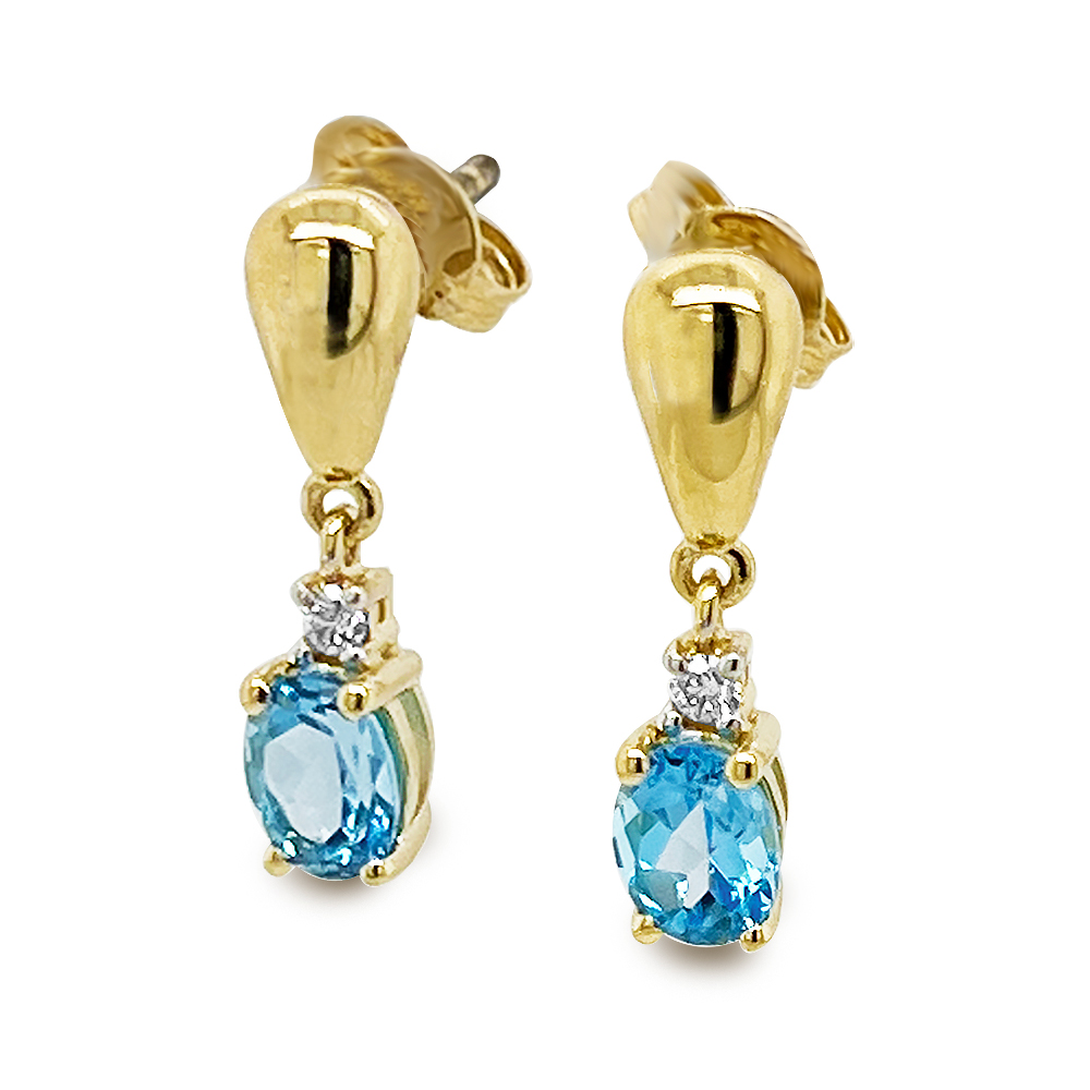 Blue Topaz and Diamond drop earrings