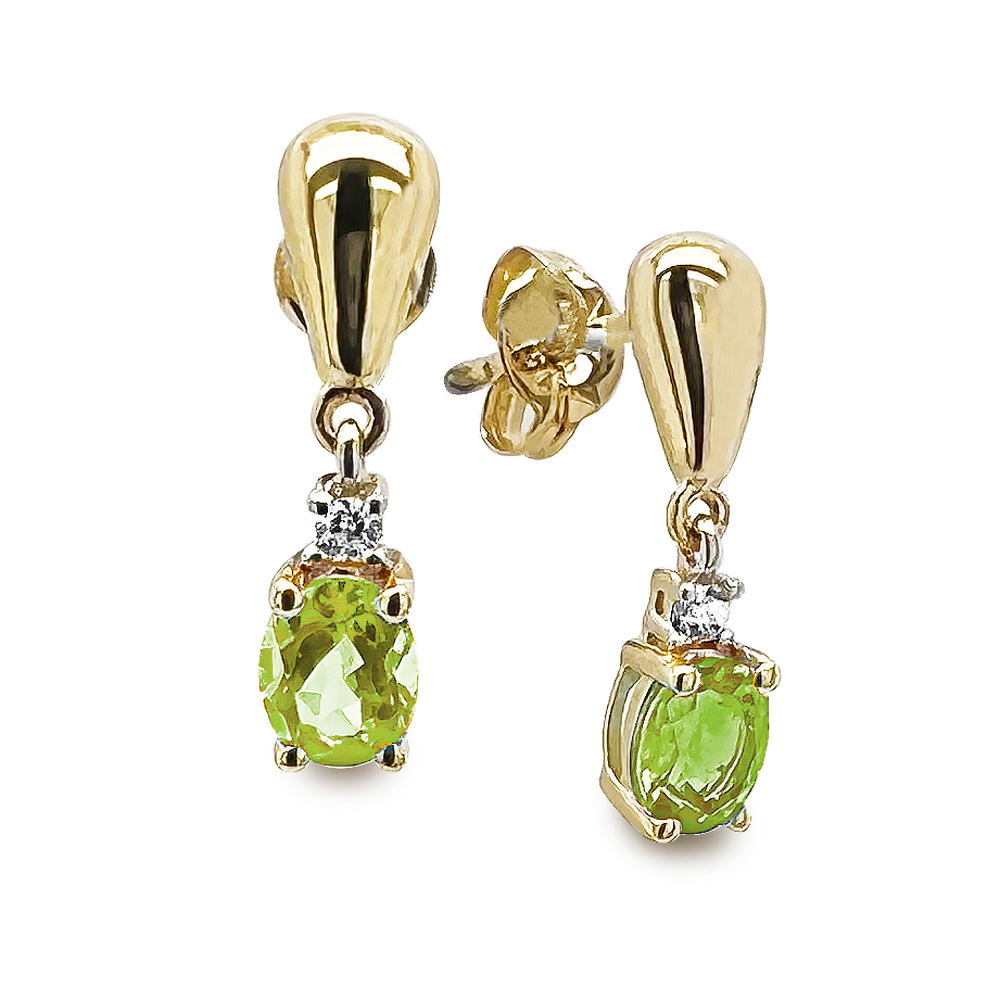 Peridot and Diamond Earstuds