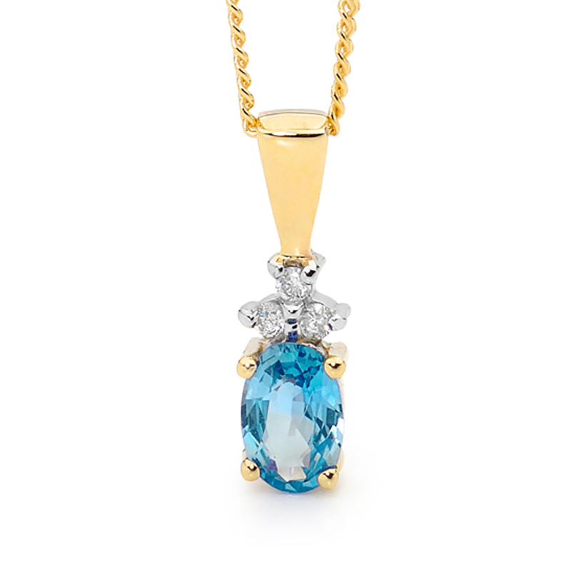 Blue Topaz and Diamond Pendant