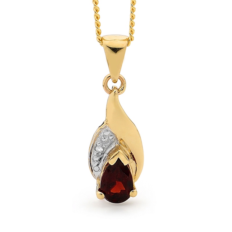 Garnet and Diamond Petal Pendant