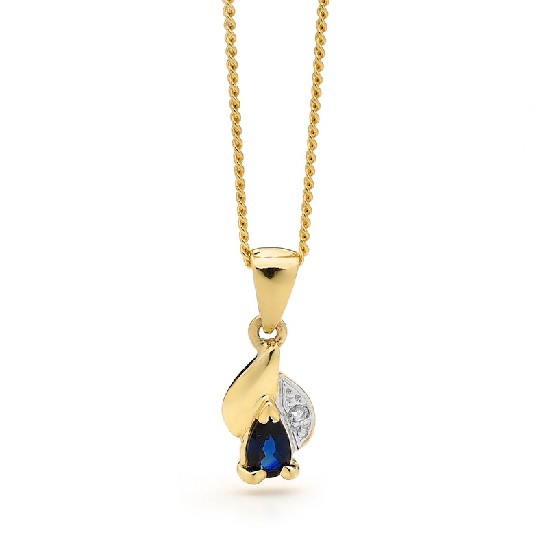 Sapphire and Diamond Petal Pendant