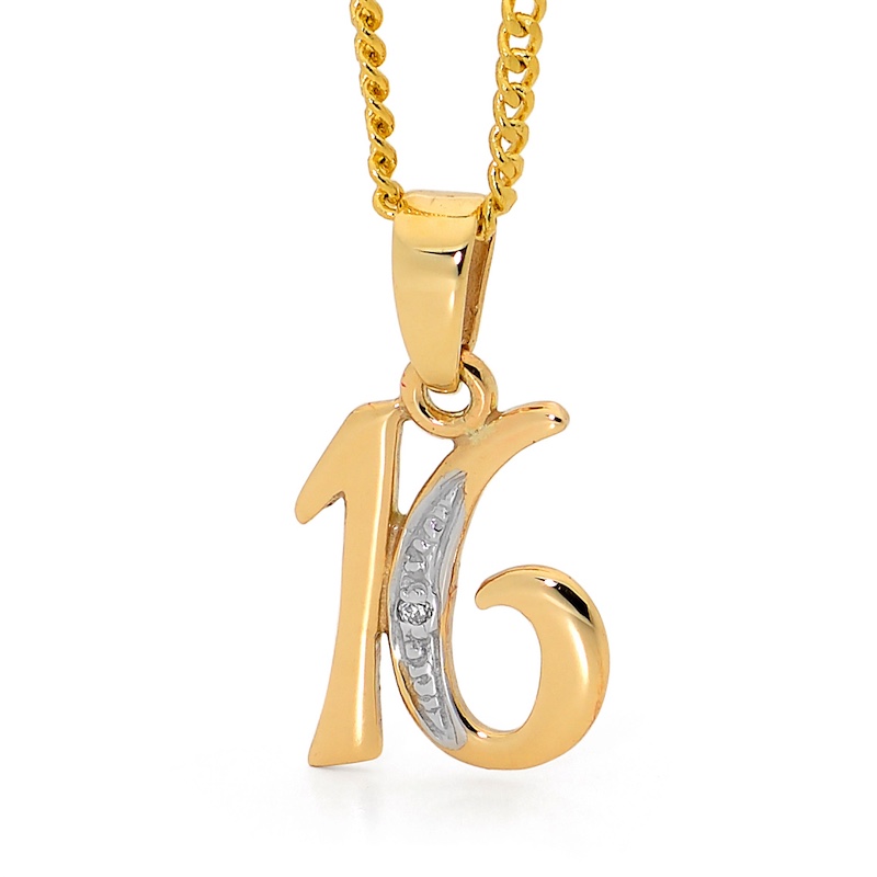 Initial 16 Diamond Pendant