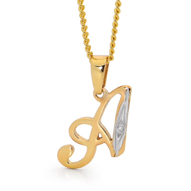 Diamond Initial Pendant A