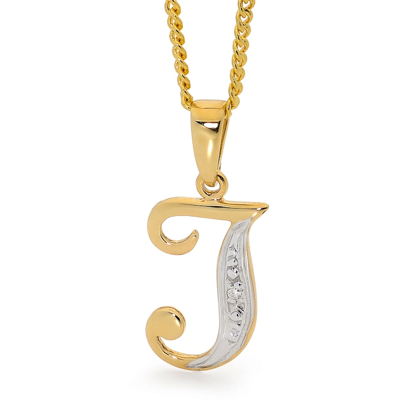 Diamond Initial Pendant J