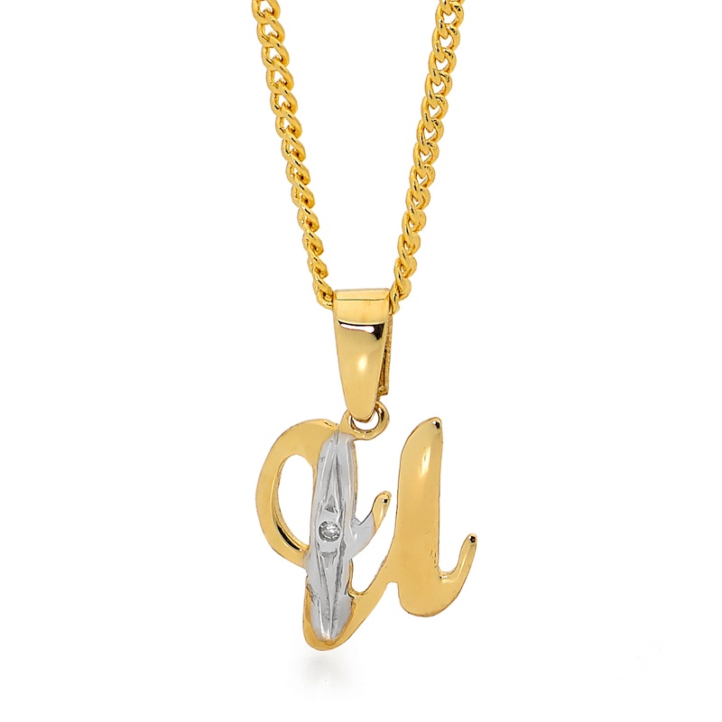 Diamond Initial Pendant U