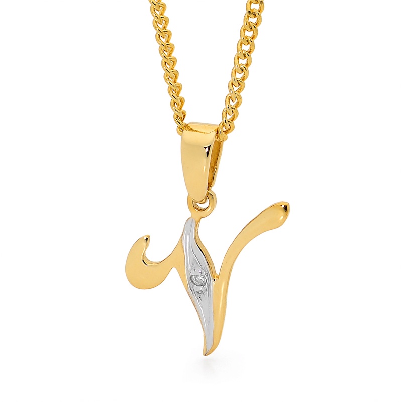 Diamond Initial Pendant V