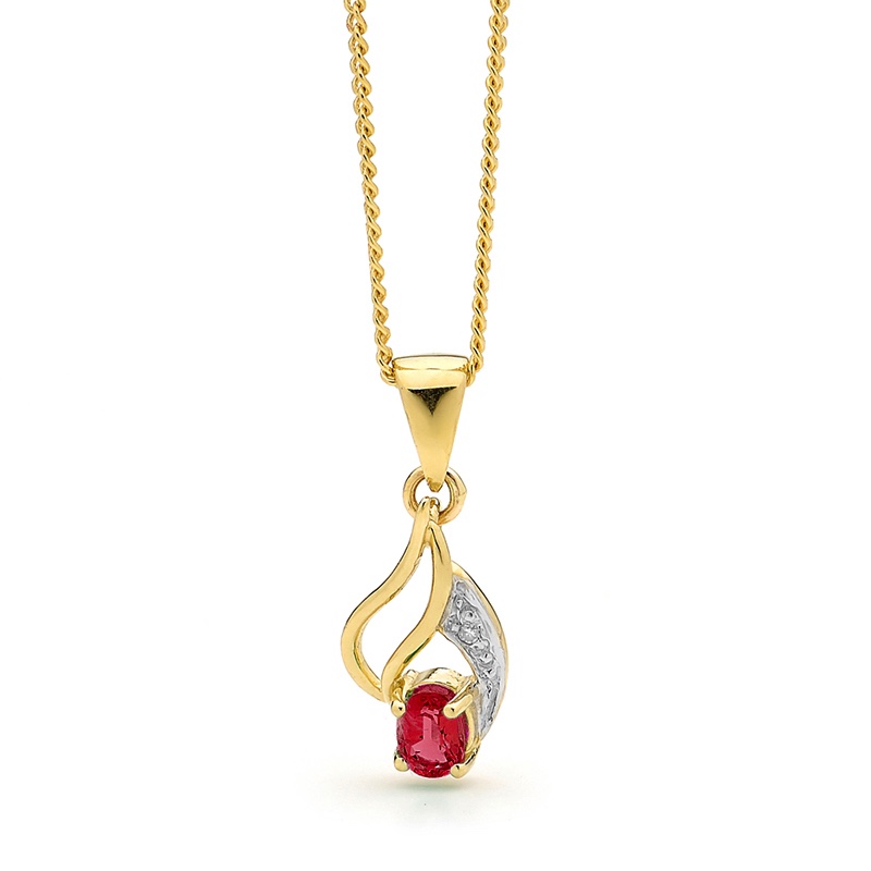 Ruby and Diamond leaf pendant