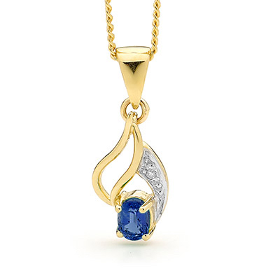 Sapphire and Diamond Leaf Pendant