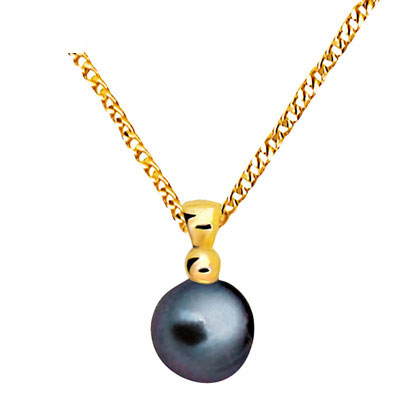 Black Pearl and Gold pendant