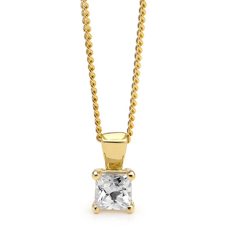 Princess Cut Cubic Zirconia Pendant