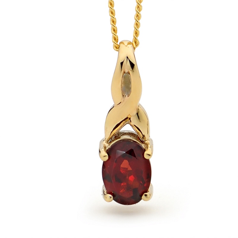 Garnet pendant with 9 ct. gold plait