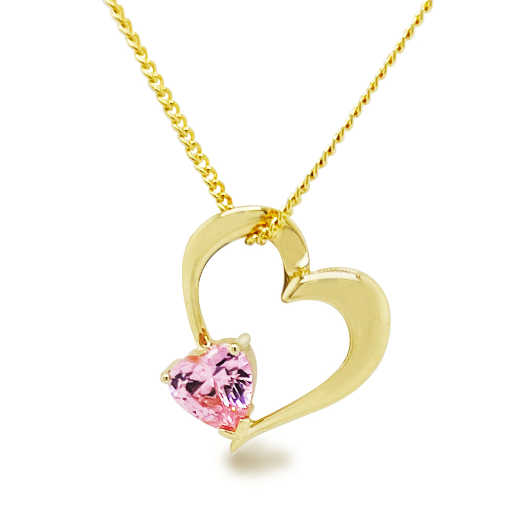 Heart Pendant with Pink Zirconia