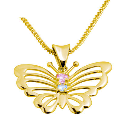 Gold Butterfly Pendant with Zirconia