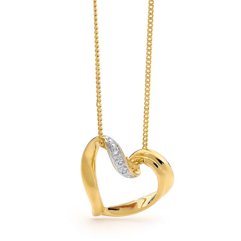 Sliding Gold and Diamond Heart Pendant