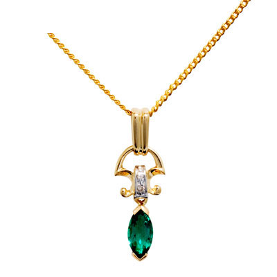 Created Emerald and Diamond Pendant
