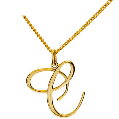 Gold Initial Pendant C