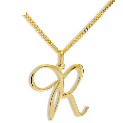 Gold Initial Pendant R