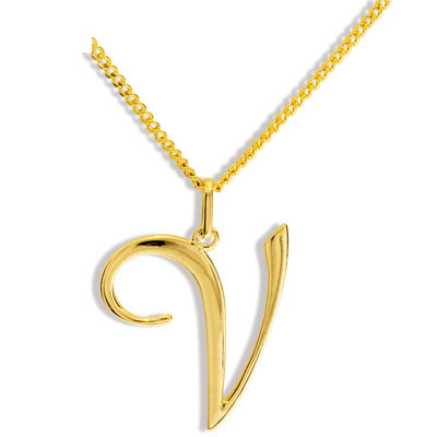 Gold Initial Pendant V