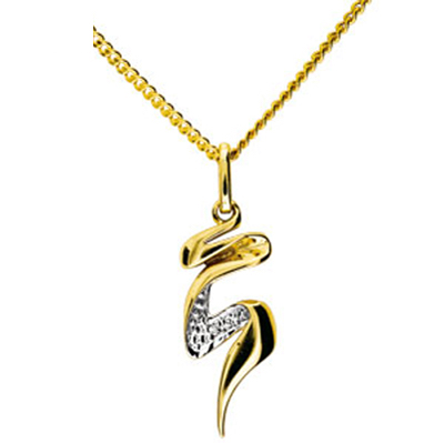Gold Ribbon Style Pendant with Diamond