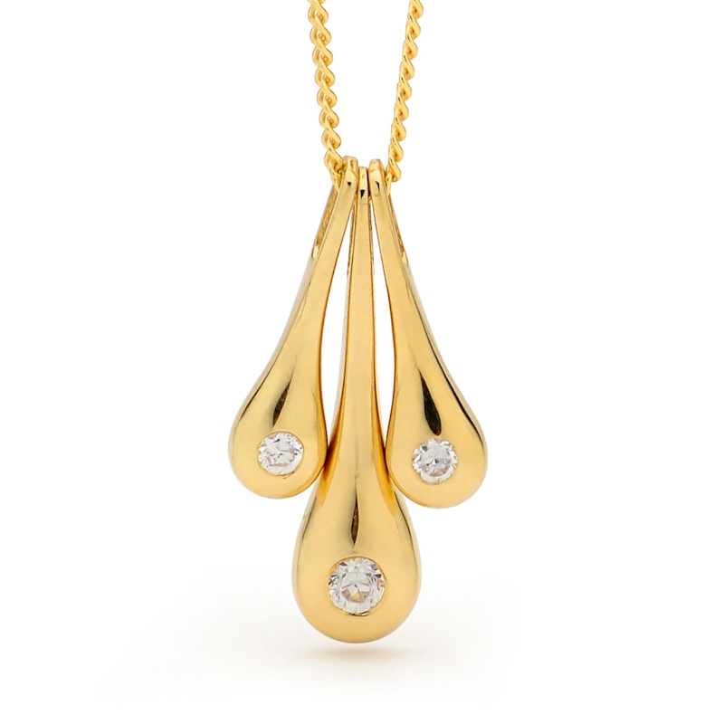 Liquid Gold Pendant with Cubic Zirconia