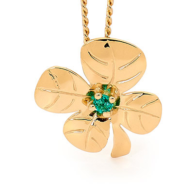 Four Leaf Clover Pendant with Emerald