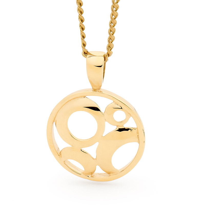 Gold Circle in Circles Pendant