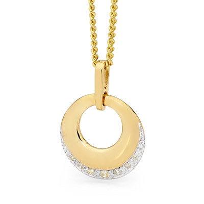 Modern Circle Pendant with Diamonds