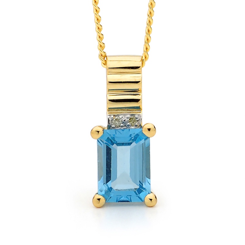 Blue Topaz and Diamond Pendant