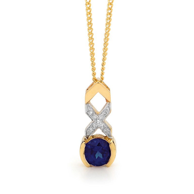 Sapphire Kiss Hug Pendant