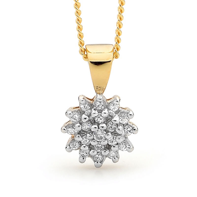 Zirconia Cluster Pendant - Gold