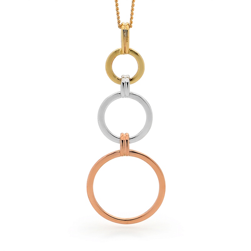 Three Colour Gold Circle Pendant