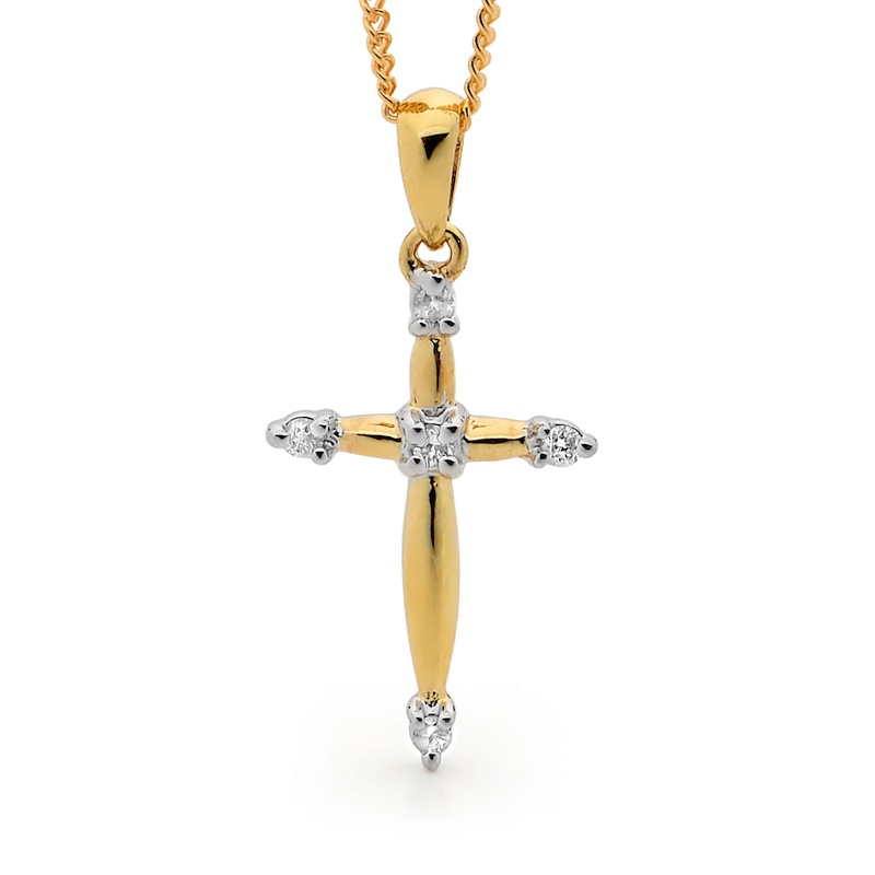 Diamond Set Cross Pendant - TDW 0.05 Carat