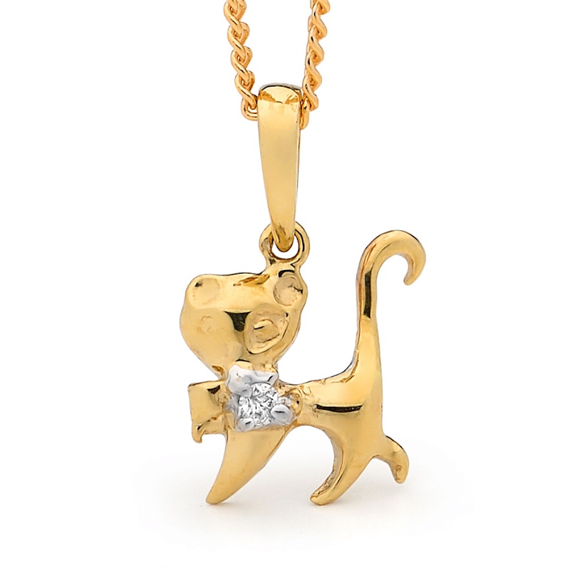 Kittie Cat Pendant with Diamond