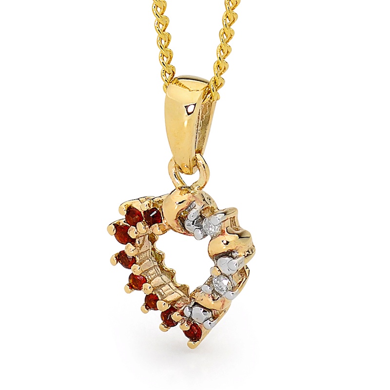 Garnet and Diamond Heart Pendant