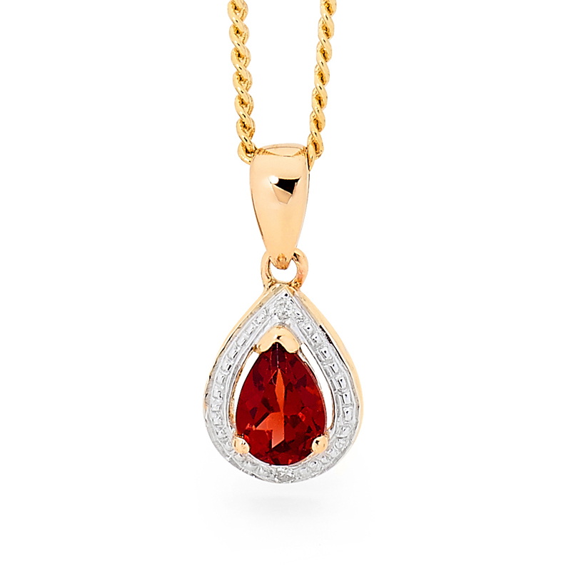 Teardrop Ruby and Diamond Pendant