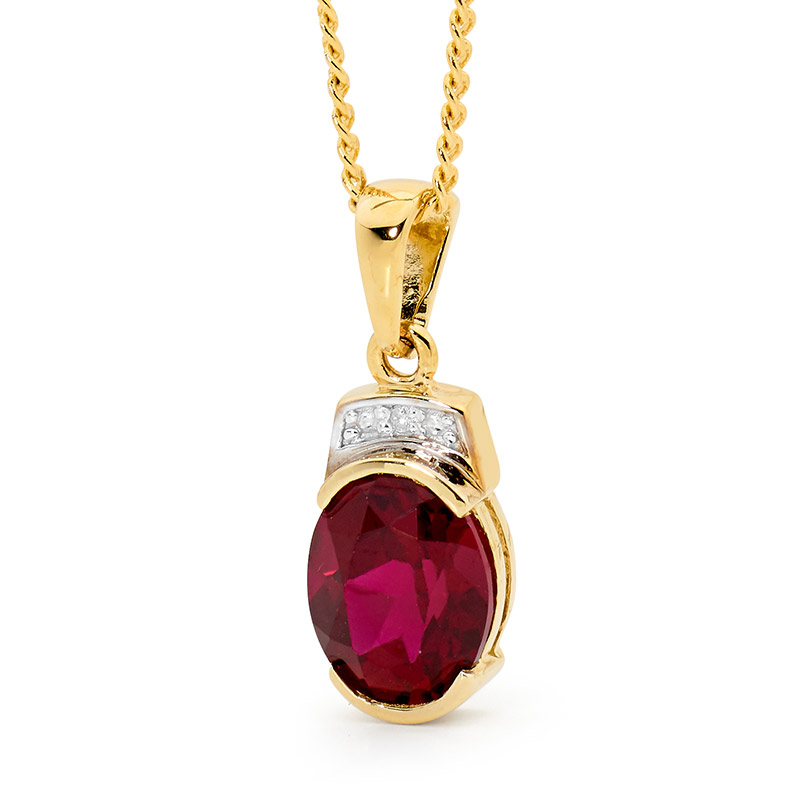 Classic Created Ruby and Diamond Pendant