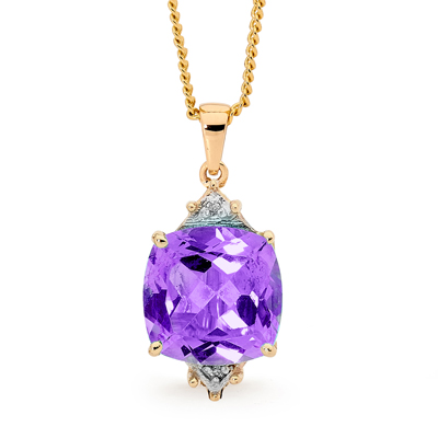 Amethyst Pendant with Diamonds