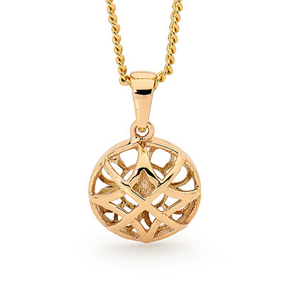 Yellow Gold Basket Weave Pendant