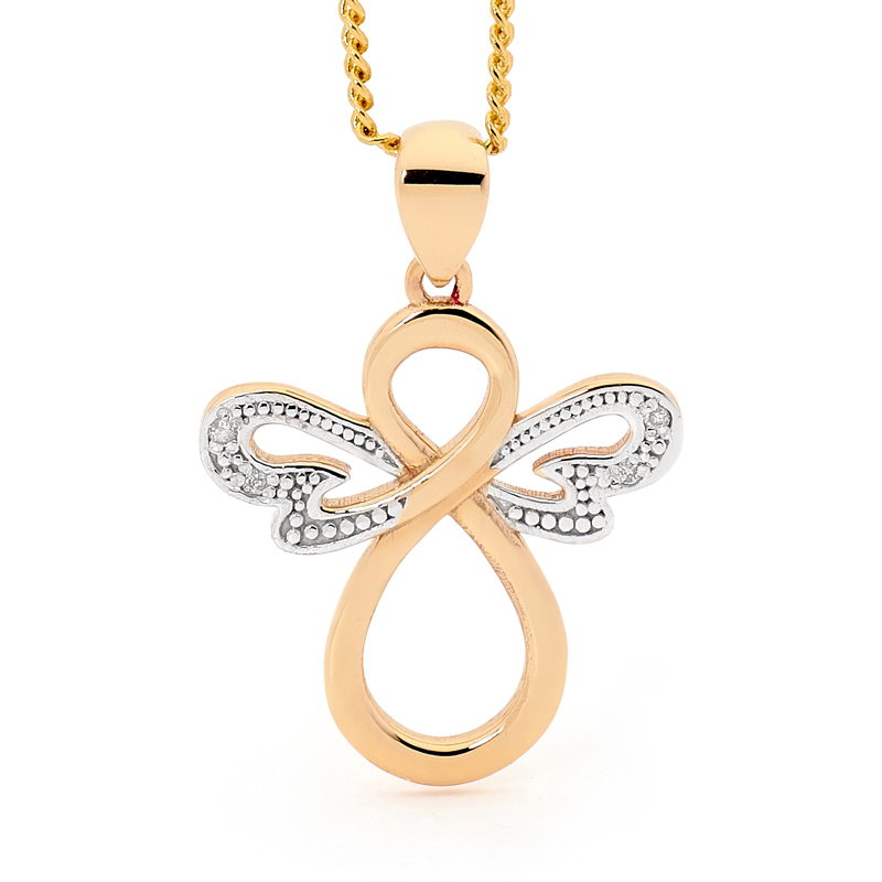 Angel Pendant With Diamond Wings