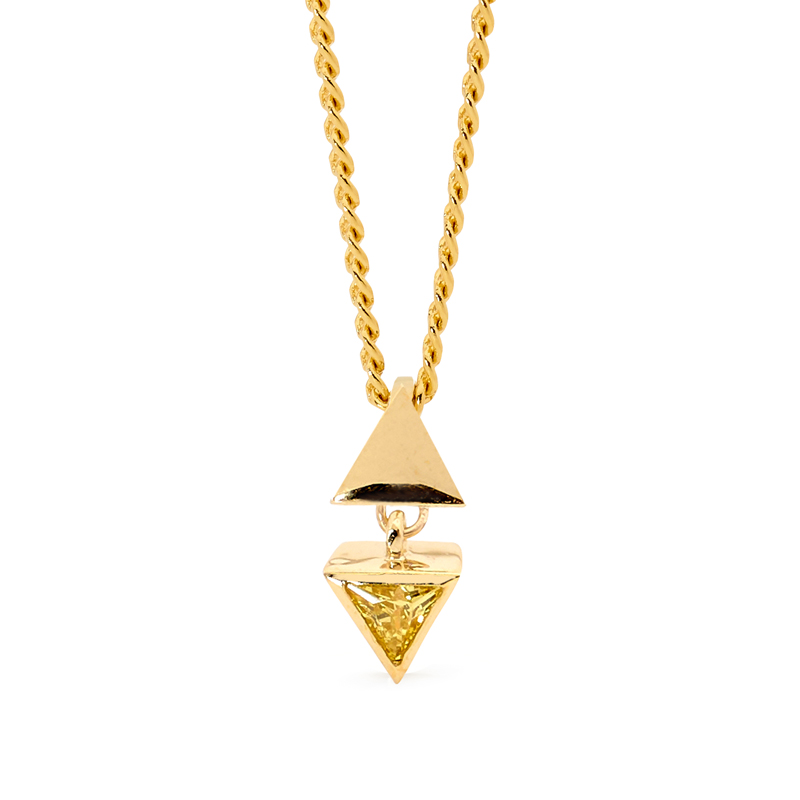 Triangle Pendant with Yellow CZ - Micro Gems