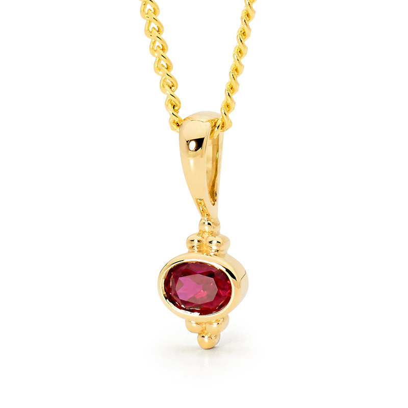 Gold pendant with Bright red CZ - Micro Gems