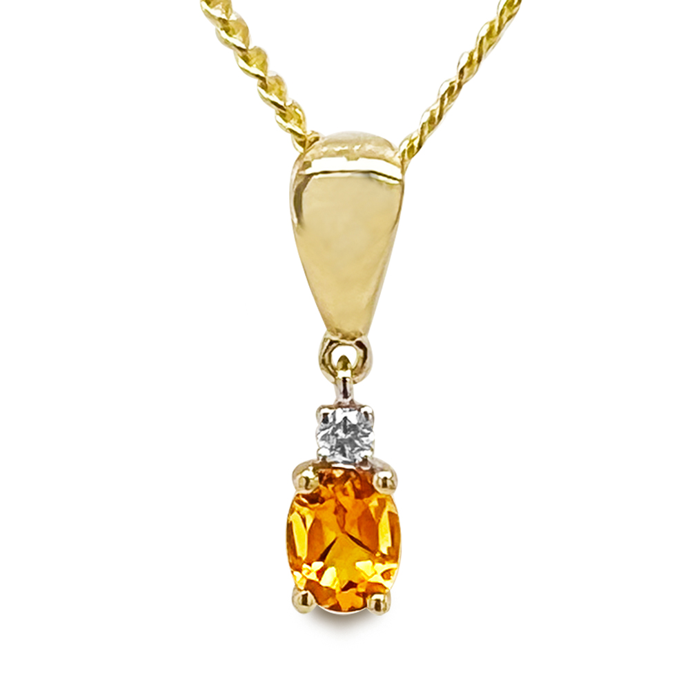 Gemset pendant with Citrine and Diamond