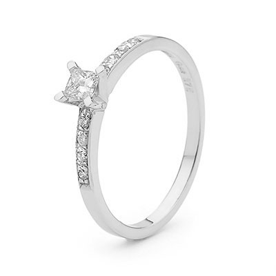 White Flora Engagement Ring - Platinum 950