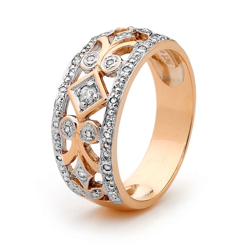 Rose Gold Deco Style Diamond Ring