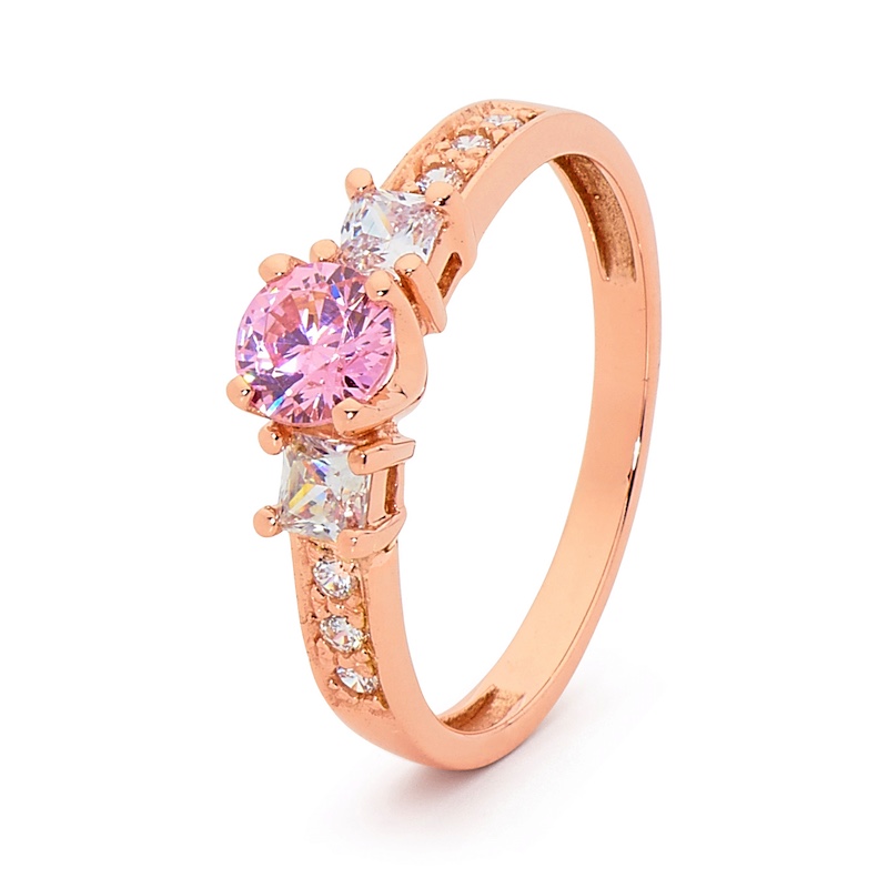Pink Gold Engagement ring with Cubic Zirconia